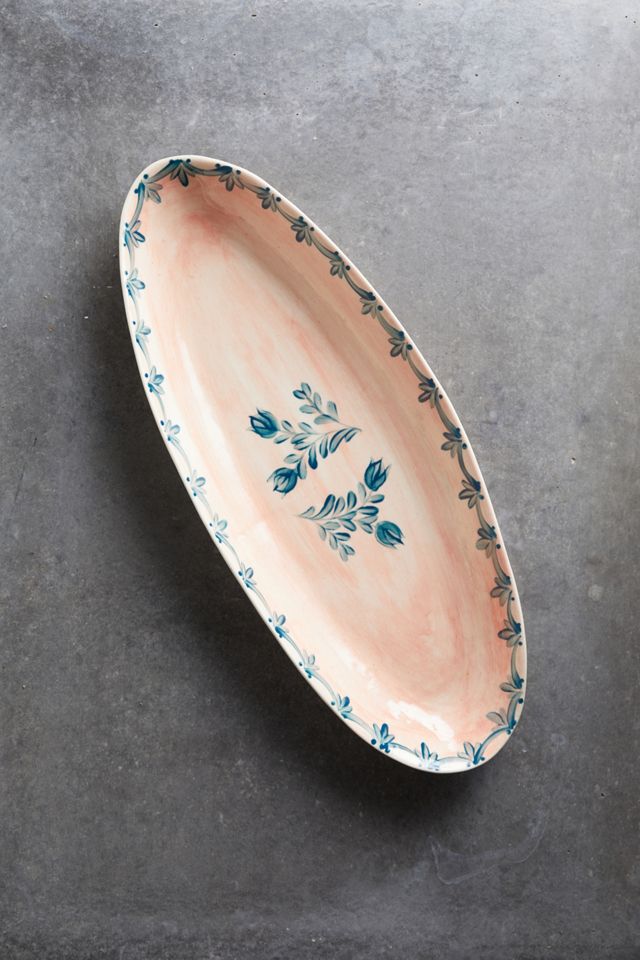 Pink Wash Blue Tulip Serving Platter