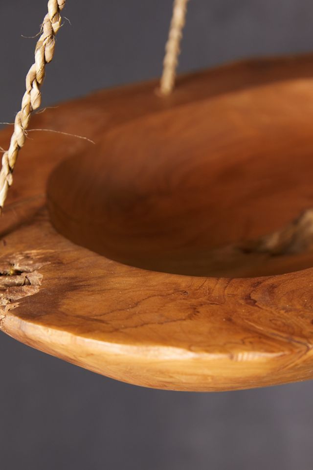 Carved Teak Hanging Basket Planter #6