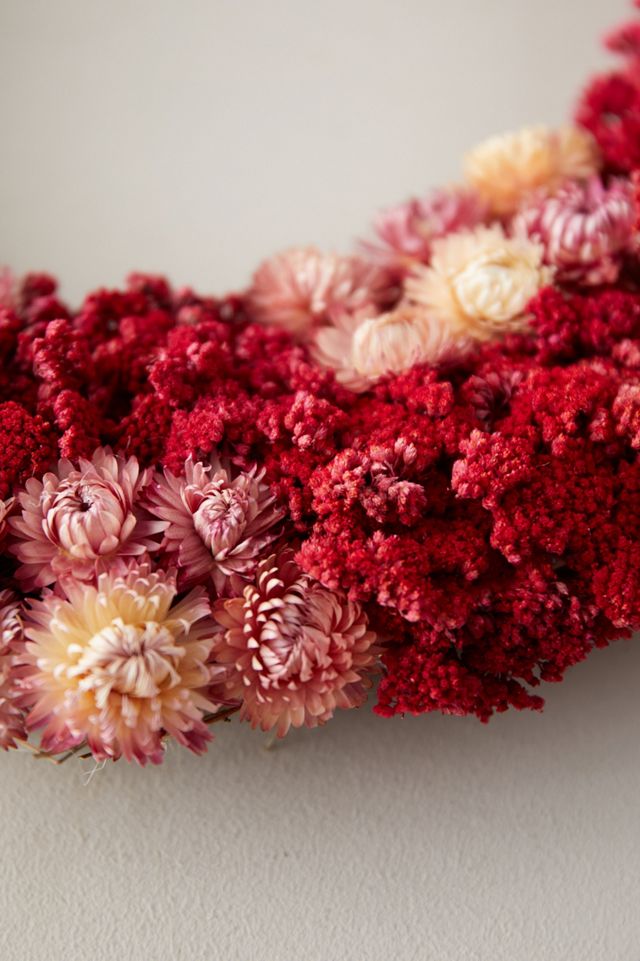 Preserved Pink Yarrow + Strawflower Wreath #2