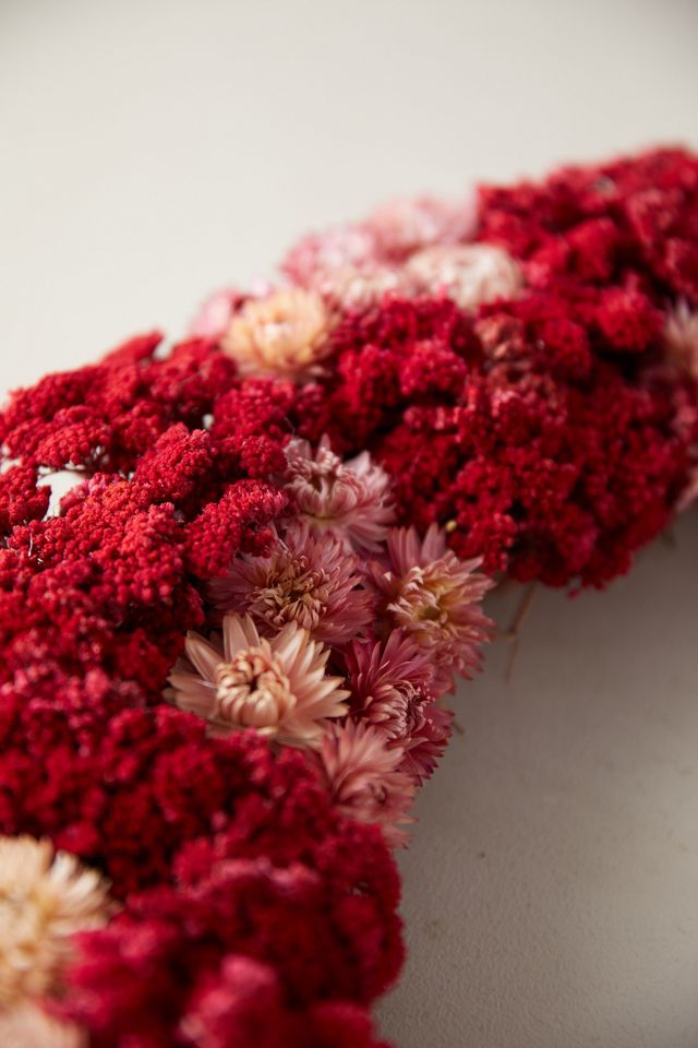 Preserved Pink Yarrow + Strawflower Wreath #3