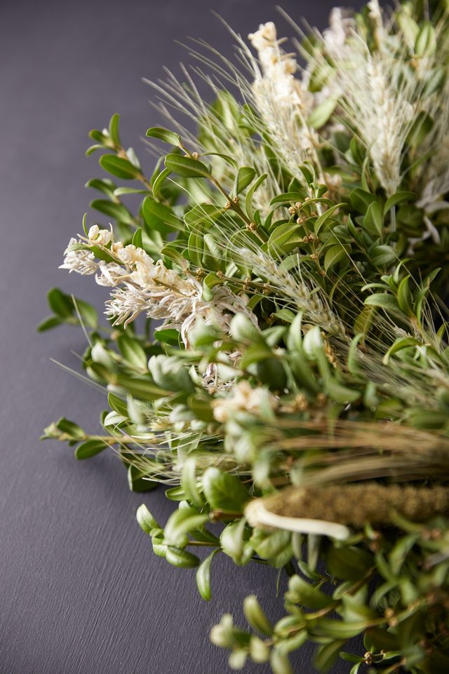 Fresh Boxwood + Larkspur Wreath #1