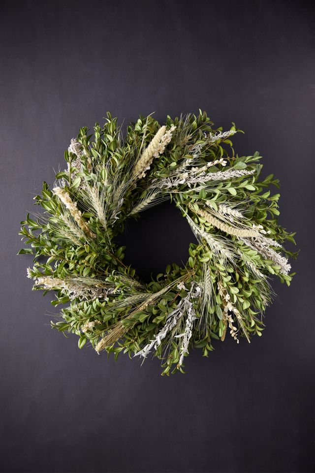 Fresh Boxwood + Larkspur Wreath #2