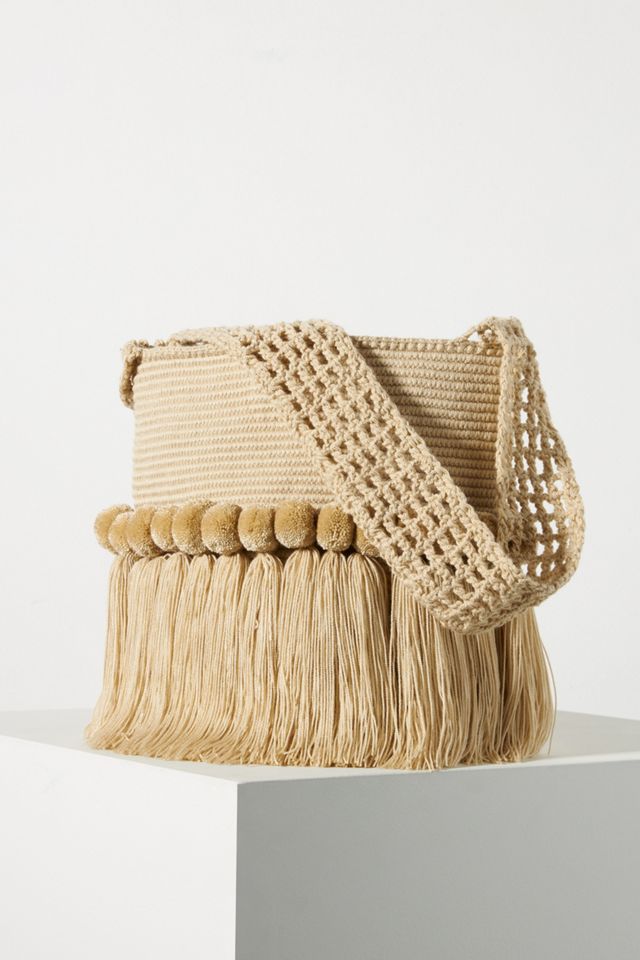 Soraya shops Hennessy Crochet Fringe Bucket Bag