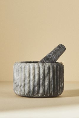 Anthropologie Marble Mortar And Pestle Set In Black
