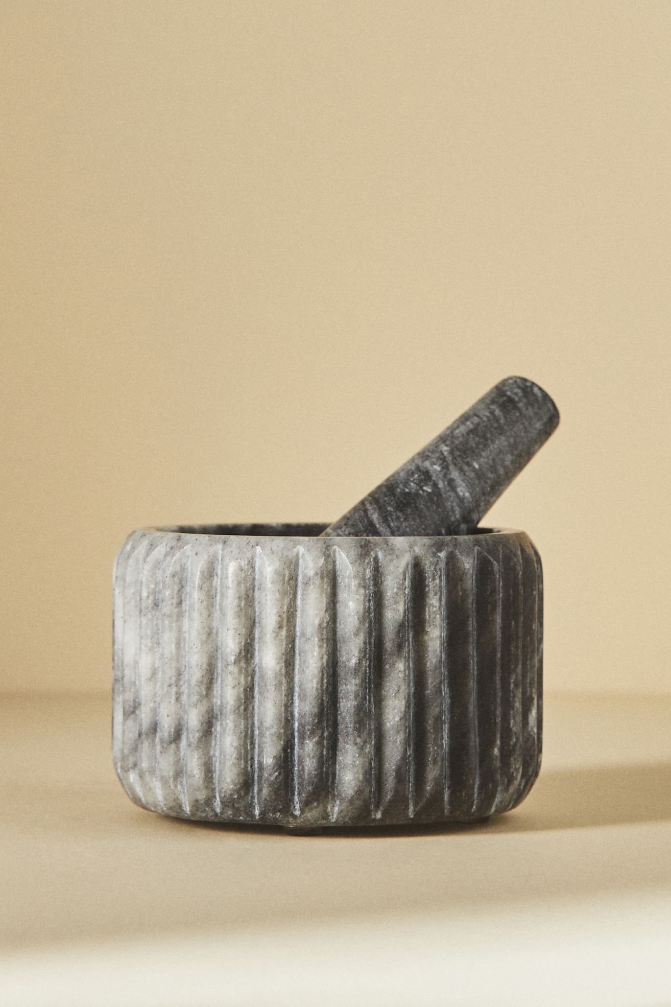 Marble Mortar and Pestle Set - Black, One Size