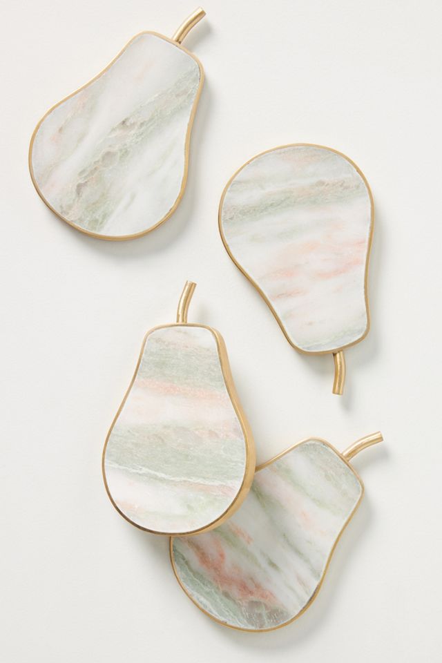 Pear Marble Coasters, Set of 4