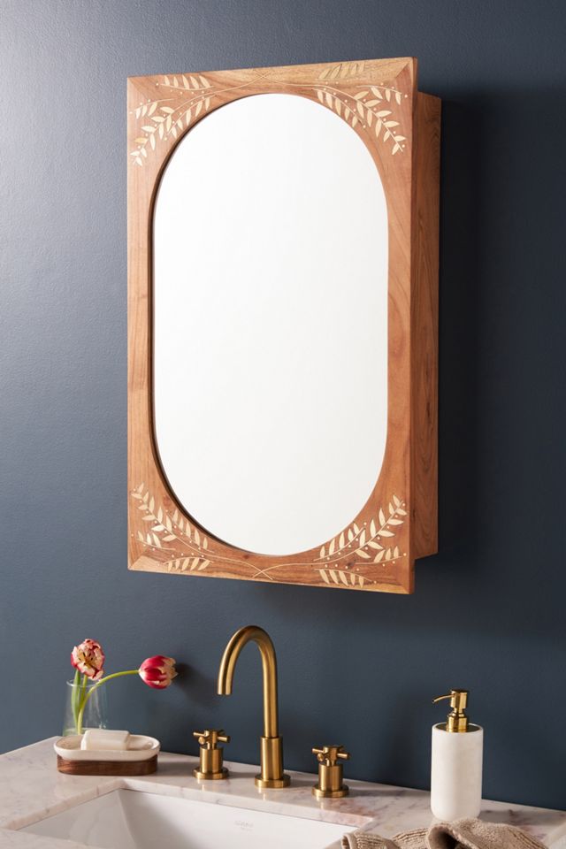 Marta Acacia Wood Mirrored Bathroom Wall Cabinet #1
