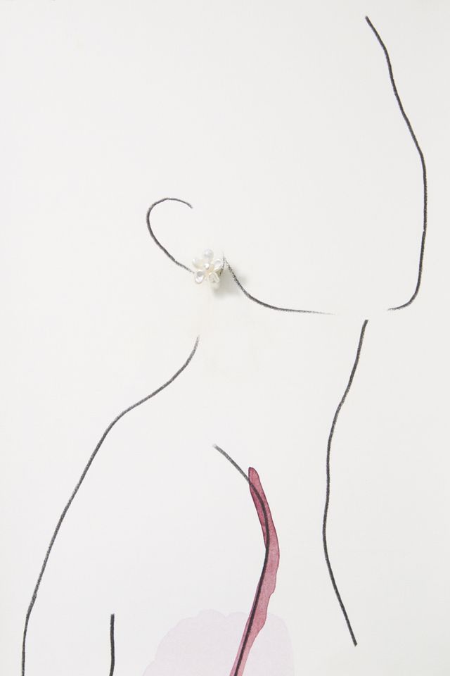Flower Pearl Post Earrings #3