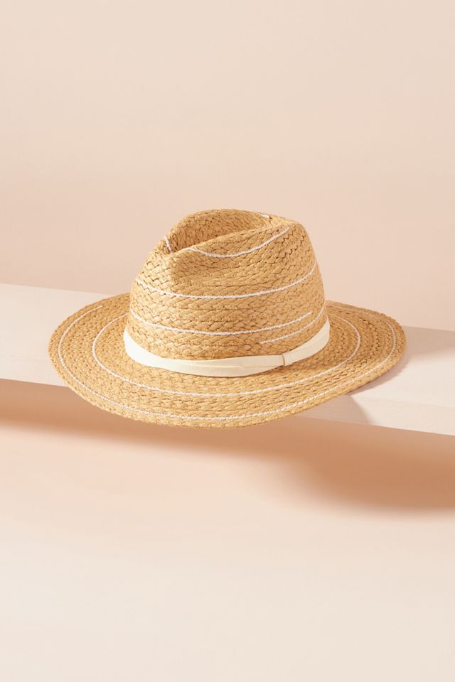 NWOT Anthropologie Trimmed Stripe Fedora Black Mesh Braided Fedora Hat with Stripe Trim – Suits & More main image 3