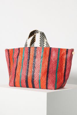 Bateau Tote in Evergreen Multi Woven by Clare V