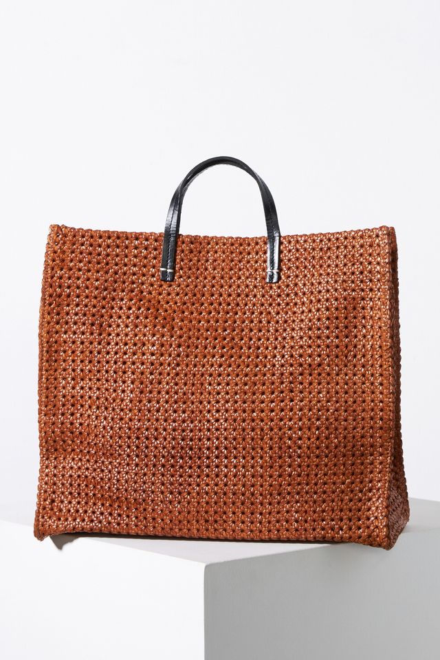 Clare V. Woven Leather-Trimmed Tote - Neutrals Totes, Handbags - W2433898