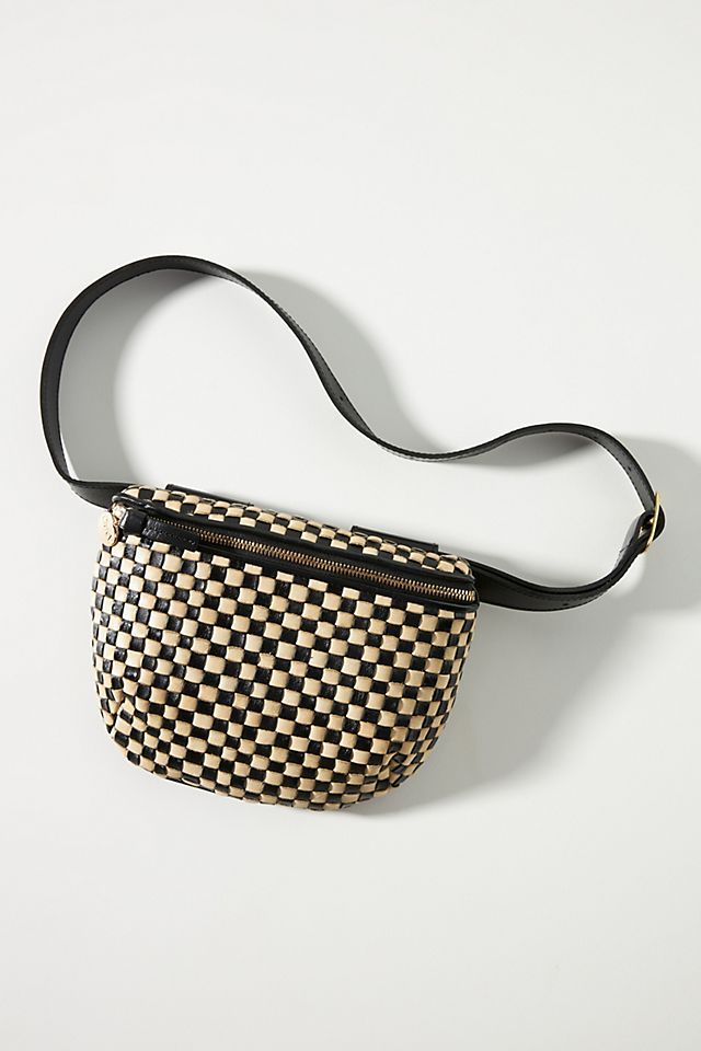 Clare V. Checkered Woven Leather Belt Bag
