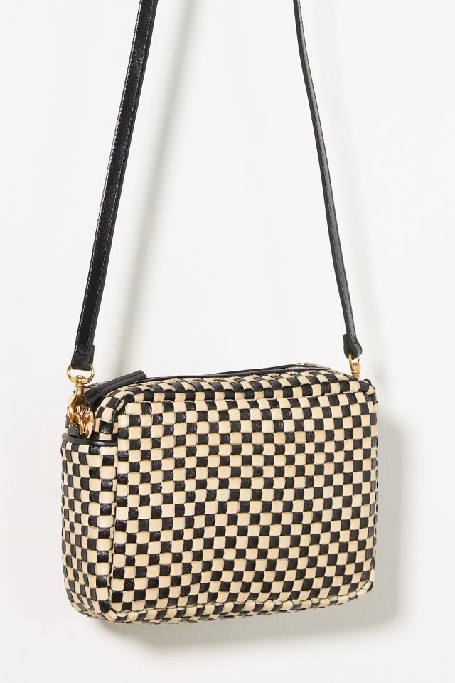 Clare V. Woven Checker Midi Sac in Natural & Cream - Bliss Boutiques