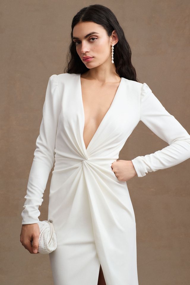 Tadashi Shoji Dawson Long-Sleeve Crepe Wedding Gown #3