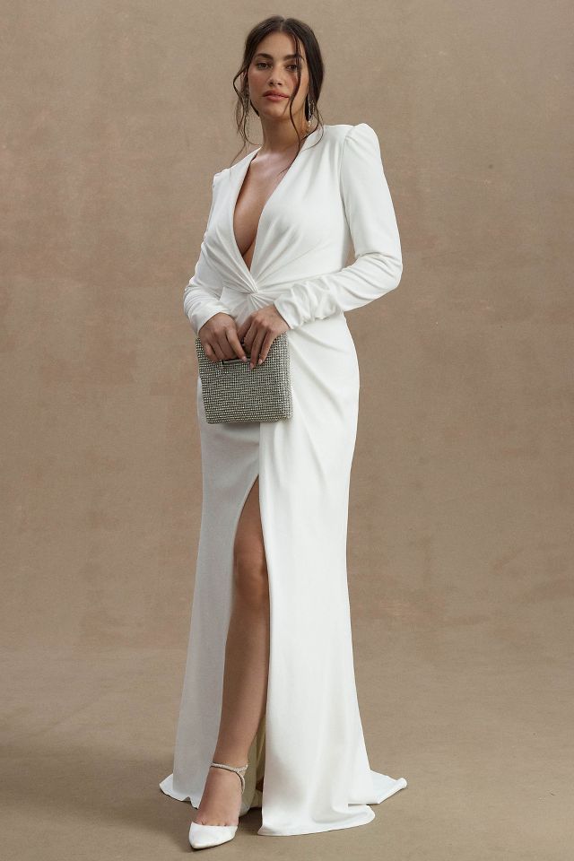 Tadashi Shoji Dawson Long Sleeve Crepe Wedding Gown Anthropologie