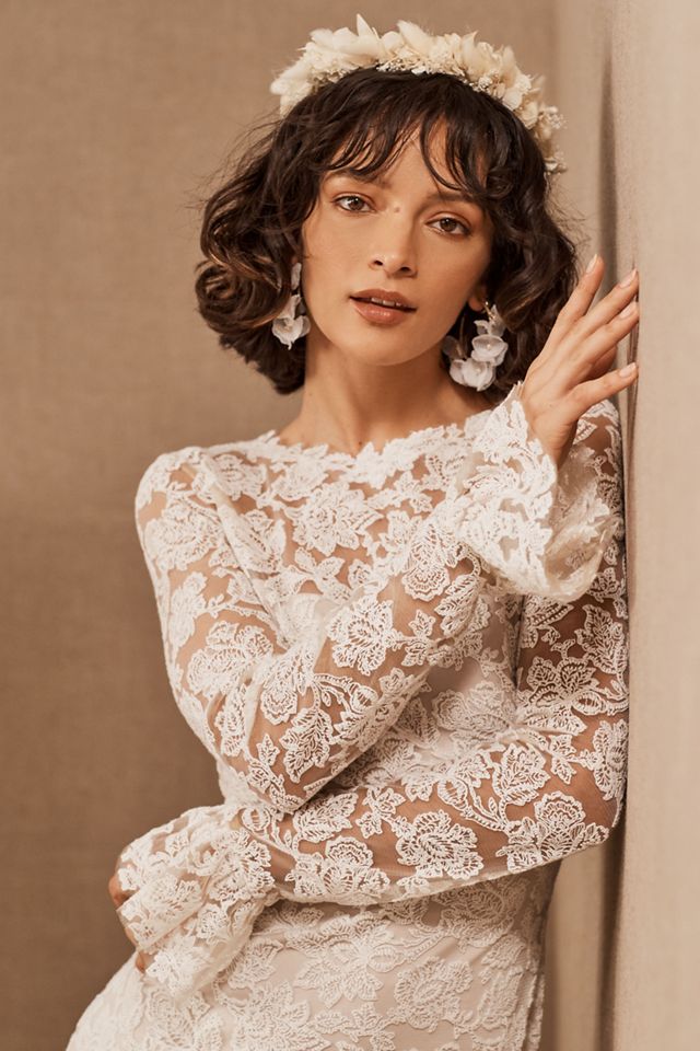 【美品】TADASHI SHOJI ベージュ フローラルレースワンピース US8 Tadashi Shoji Cedar Gown | Anthropologie