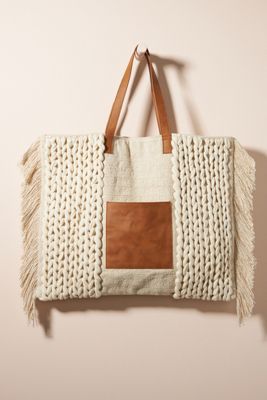 Knit Fringe Tote Bag