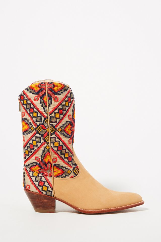 Mosaic Embroidered Western Boots #1