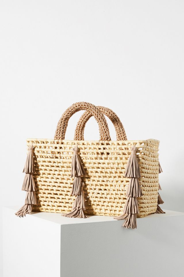 Catarina Mina Straw Fringe Tote Bag #1