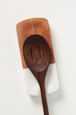 Marble and Wood Spoon Rest