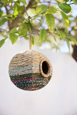 Recycled Sari + Seagrass Bird Nest, Round