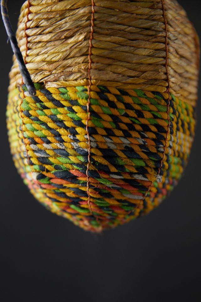 Recycled Sari Fabric + Seagrass Bird House, Oval #4