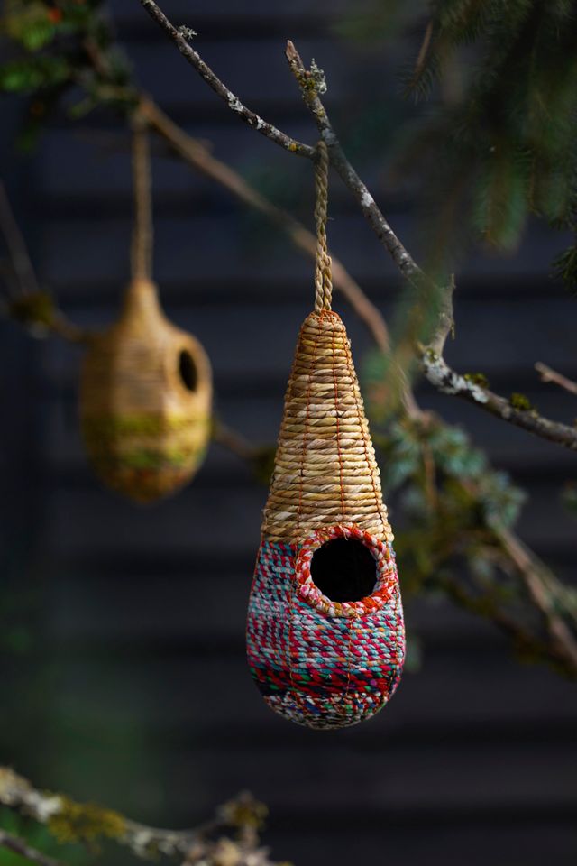 Recycled Sari + Seagrass Bird Nest, Raindrop #5