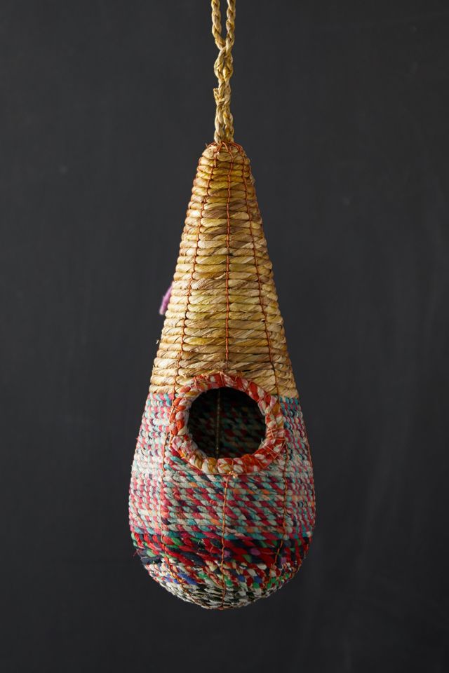 Recycled Sari + Seagrass Bird Nest, Raindrop #1