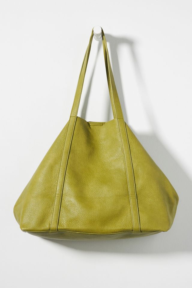 Slouchy Oversized Leather Tote by Anthropologie in Green, Women's