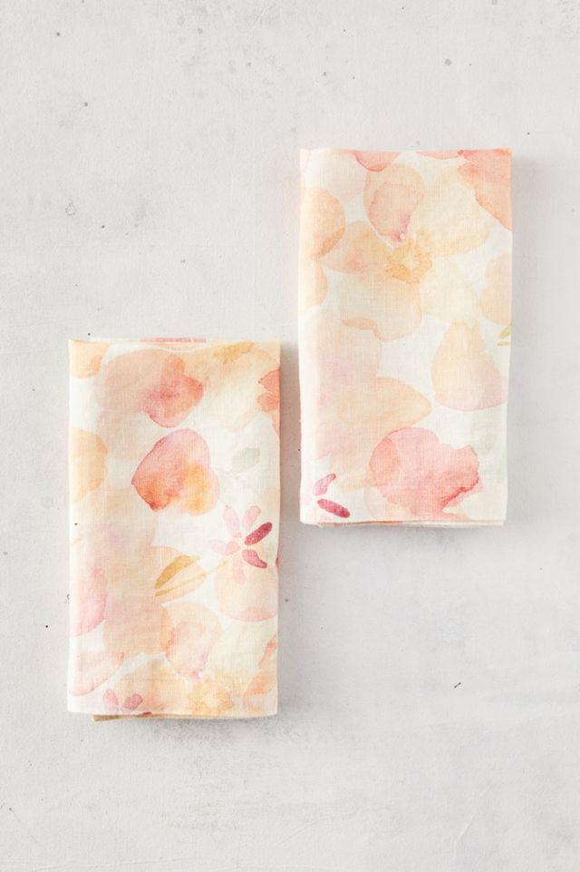 Tangerine Flowers Linen Napkins, Set of 2 #1