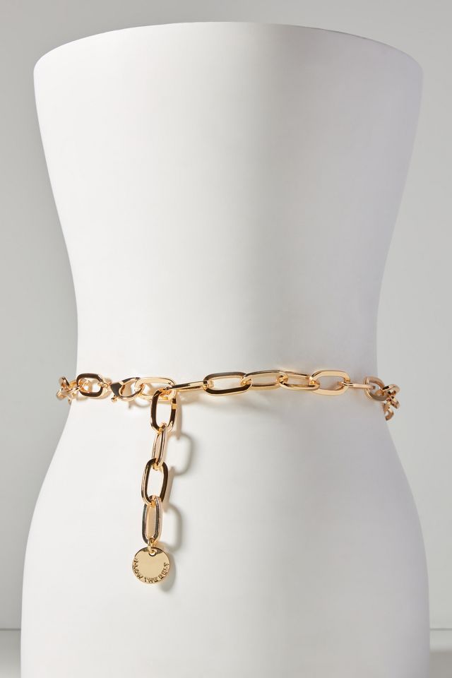 Anthropologie Gold Chain Belt with Bag Anthropologie White Belt Bag with Gold Hoops – The Thrifty Hippy main image 3