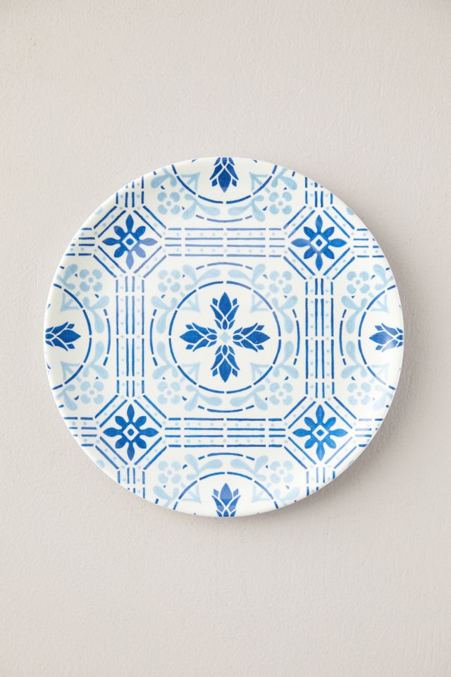 Melamine Salad Plate Set of 4, Blue Tile #1
