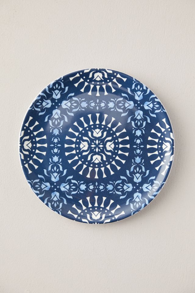 Melamine Salad Plate Set of 4, Blue Tile #3