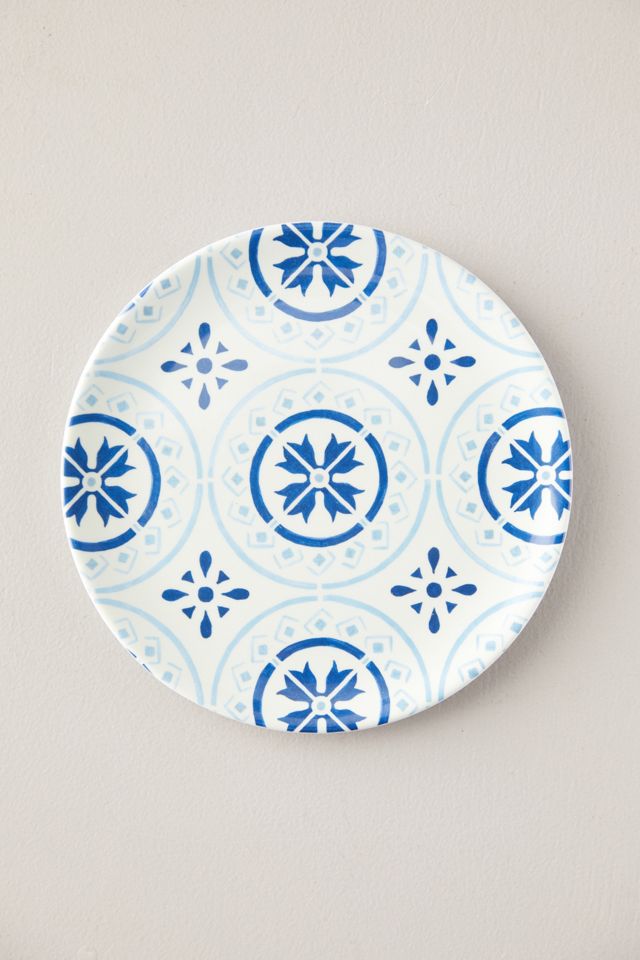 Melamine Salad Plate Set of 4, Blue Tile #4