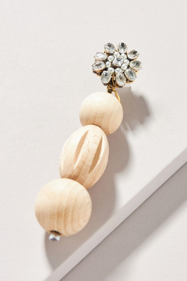 Wood Bauble Drop Earrings #1