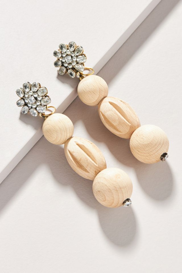 Wood Bauble Drop Earrings