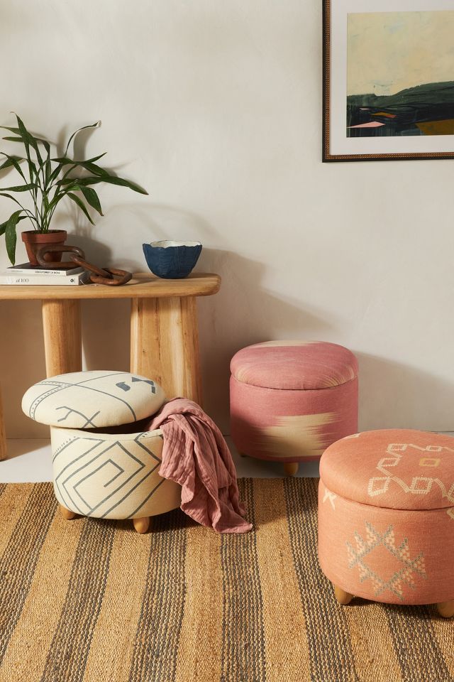 Printed storage store ottoman