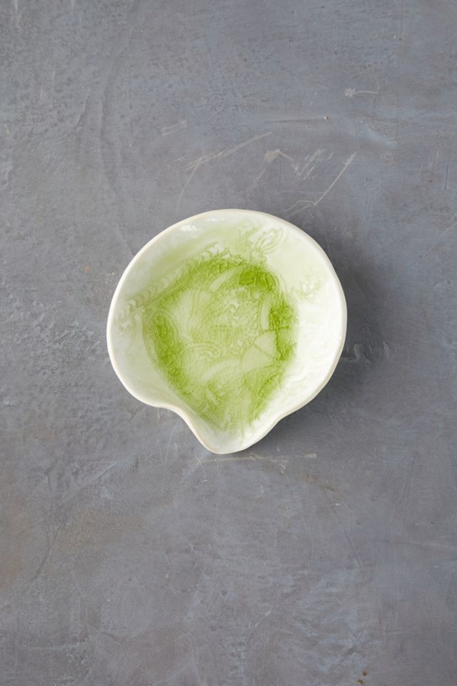 Source and Tradition Chartreuse Crackle Porcelain Spoon Rest #2