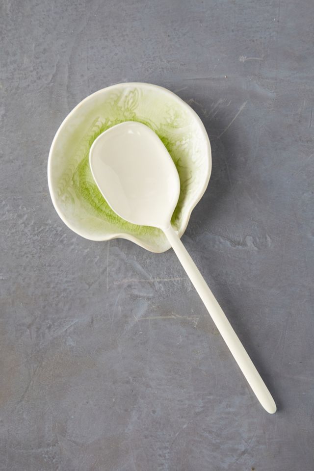 Source and Tradition Chartreuse Crackle Porcelain Spoon Rest #3