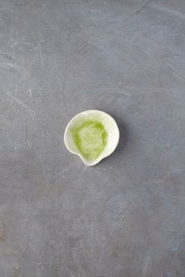 Source and Tradition Chartreuse Crackle Porcelain Spoon Rest