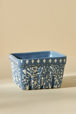 Anthropologie Countryside Berry Basket In Blue