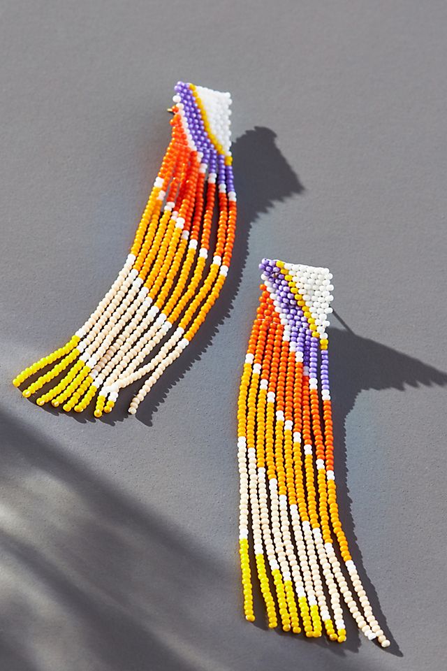 Striped Fringe Drop Earrings | Anthropologie