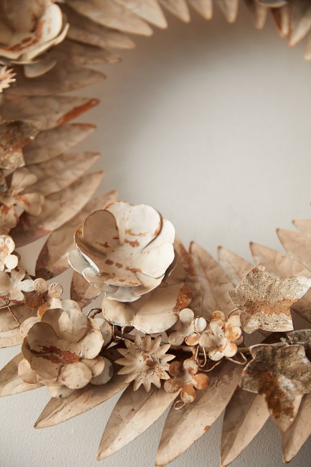 Gilded Pressed Iron Floral Wreath #1