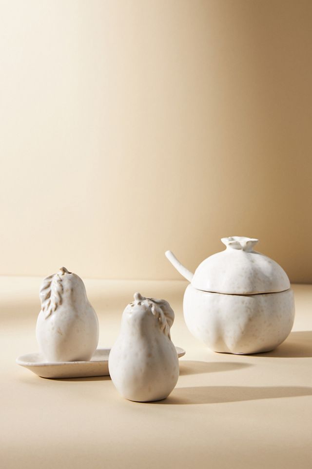 Pomegranate Stoneware Honey Pot #2