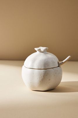 Pomegranate Stoneware Honey Pot