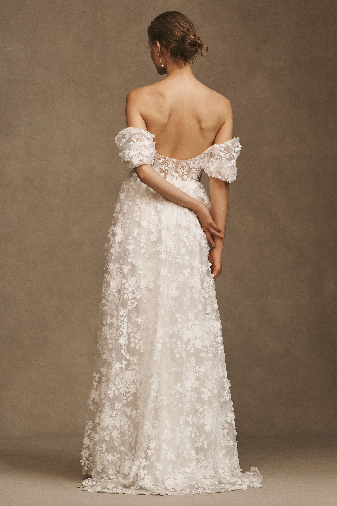 Willowby by Watters Lilia Puff-Sleeve Lace Empire Wedding Gown