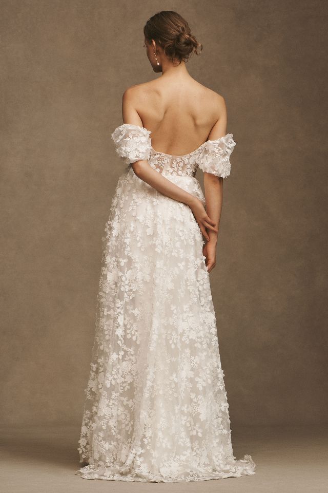 Willowby by Watters Lilia Puff-Sleeve Lace Empire Wedding Gown |  Anthropologie