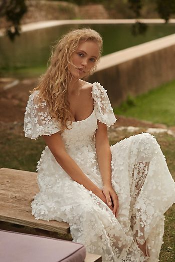 Muddy Pasture Ally Short Sleeve Wedding Dresses | BHLDN Weddings | Anthropologie
