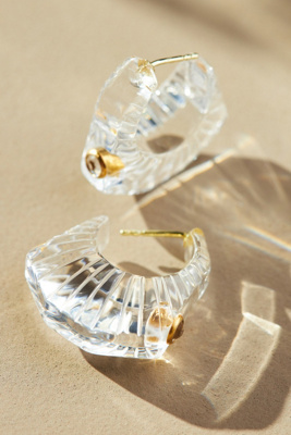 2 Pairs Cute Checkerboard Hoop Earrings For Women - 18K Gold Plated Geometric Grid Earrings - View #3