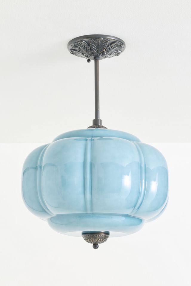 Eloise Milk Glass Scalloped Semi-Flush Mount Light #1